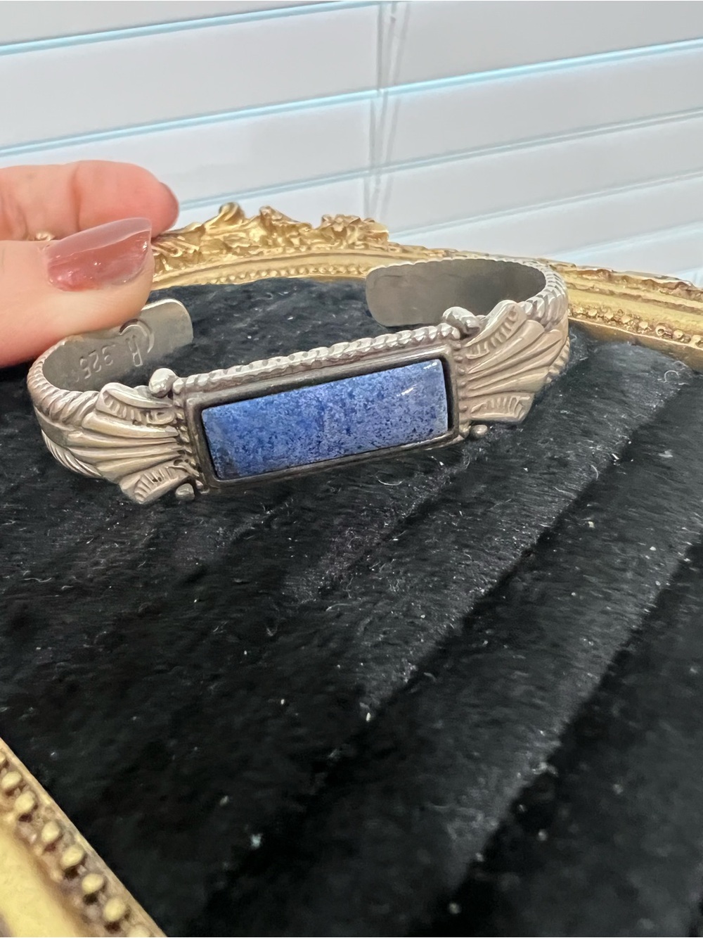 Sterling Silver Blue Lapis Cuff Bracelet Carolyn pollack size 6.5